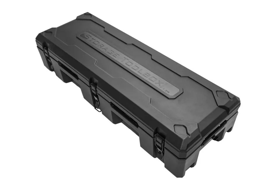 90 LITRE UNIVERSAL TOOL STORAGE CARGO BOX WITH BRAKETS ROOF RAILS RACK 127 CM